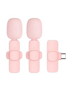 Wireless lavalier microphone Type C double with long hair (2 in set) K1 pink