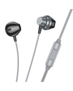 HOCO wire earphones Jack 3 5 mm with microphone M125 metal gray