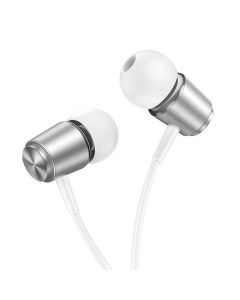 HOCO wire earphones Jack 3 5 mm with microphone M108 silver