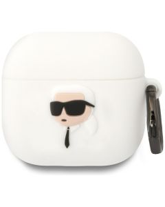 KARL LAGERFELD case for APPLE AirPods 4 KLA4RUNIKH (3D SIL NFT K) white
