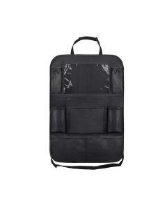 Car organizer for front seats with compartments black
