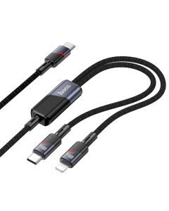 HOCO cable 2in1 Type C to Type C + Lightning 5A 100W U139 1 2 m black