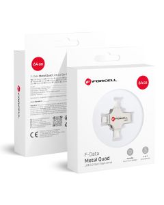 FORCELL F-DATA pendrive Metal Quad 64GB USB3.2 Gen 1 (USB A / Type C / Lightning / Micro USB) silver