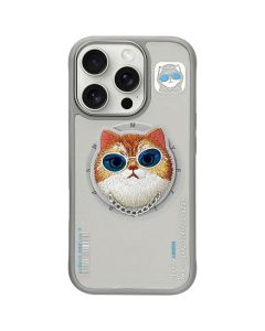 NIMMY case GLASSES COOL CAT compatible with MagSafe for IPHONE 16 Pro gray