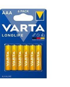 Alkaline Batteries Varta Longlife, AAA / LR3, 1.5V, 6-Pack