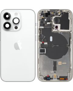 Battery Cover with Middle Frame for Apple iPhone 14 Pro, Silver, Pulled (Grade A) 