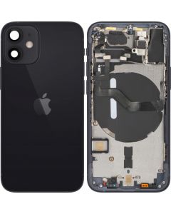 Battery Cover with Middle Frame for Apple iPhone 12 mini, Black, Pulled (Grade A) 