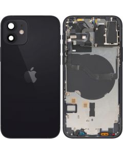 Battery Cover with Middle Frame for Apple iPhone 12, Black, Pulled (Grade A) 