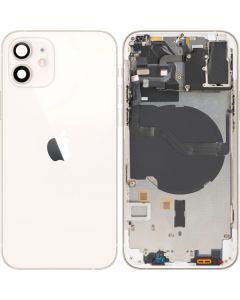 Battery Cover with Middle Frame for Apple iPhone 12, White, Pulled (Grade A) 