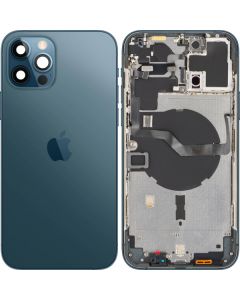 Battery Cover with Middle Frame for Apple iPhone 12 Pro Max, Pacific Blue, Pulled (Grade A) 