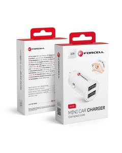 FORCELL Mini car charger 2xUSB 3.1A white CC-SJ02