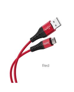HOCO cable USB COOL charging data cable for Type C X38 1 metr red