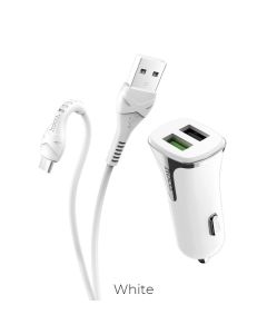 HOCO car charger Universe double port QC3.0 with cable Micro Z31 white