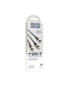 HOCO cable 3in1 USB A to Lightning / Micro USB / Type C 2A X26 1 m black gold
