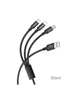 HOCO cable 3in1 USB A to Lightning / Micro USB / Type C X14 1 m black