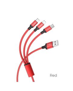HOCO cable USB cable speed 3in1 Typ C + Lightning 8-pin + Micro X14 TIMES red