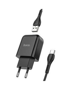 HOCO travel charger USB + cable Type C 2A N2 Vigour black