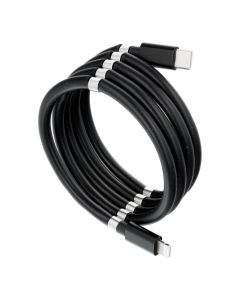 Cable Type C for iPhone Lightning 8-pin Power Delivery PD18W magnetic 3A C673 black 1 meter