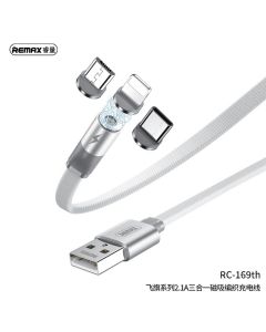 REMAX cable USB magnetic 3in1 for iPhone Lightning 8-pin + Type C + Micro RC-169th white