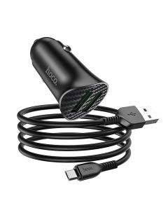 HOCO car charger 2 x USB QC 3.0 18W + cable Micro USB Farsighted Z39 black