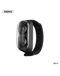 REMAX wireless stereo earbuds TWS-15 with docking station in smartband black