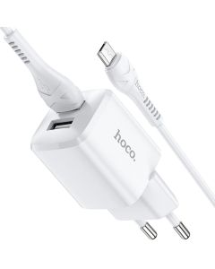 HOCO travel charger 2xUSB + cable for Micro 2 4A N8 Briar white