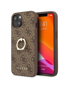 Original faceplate case GUESS for iPhone 13 MINI / brown + ring stand GUHCP13S4GMRBR