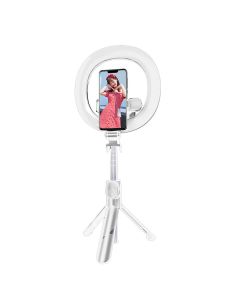 Selfie stick LED RING tripod + remote control white SSTR-18