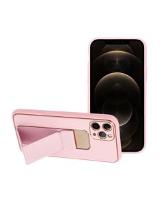 Forcell LEATHER Case Kickstand for IPHONE 12 / 12 PRO czarny pink