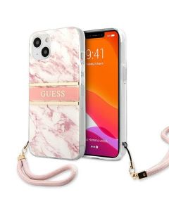 Original faceplate case GUESS GUHCP13SKMABPI for iPhone 13 MINI (Marble Strap Collection / pink)
