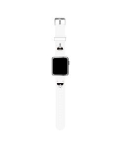 Watch strap for  Apple Watch silicone Karl Lagerfeld AND CHOUPETTE HEADS 42/44mm KLAWLSLCKW white