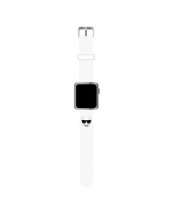 Watch strap for  Apple Watch silicone Karl Lagerfeld AND CHOUPETTE HEADS 42/44mm KLAWLSLCW white