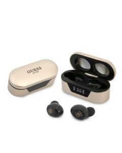 Bluetooth Earphones Stereo TWS GUESS Digital BT5 Classic with docking station / gold (GUTWST31ED)