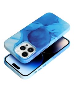 LEATHER MAG COVER case for IPHONE 14 Pro blue splash