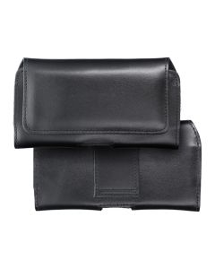 ROYAL - Leather universal belt holster / black - Size M - for IPHONE 12 MINI / 13 MINI / SAMSUNG A40 / S8 / XIAOMI 12 / Redmi 5A