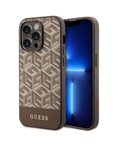 Original faceplate case GUESS GUHMP14LHGCFSEW for iPhone 14 PRO (Compatible with Magsafe GCUBE Stripes / brown)