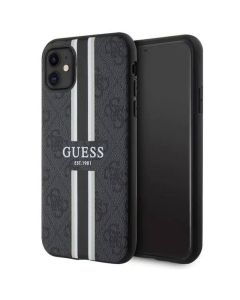 Original faceplate case GUESS GUHMN61P4RPSK for iPhone 11 (Compatible with Magsafe 4G Printed Stripes / black)