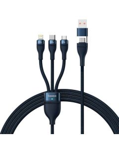 BASEUS cable 3in1 USB A / Typ C to Micro USB / Lightning / Type C PD QC 5A 100W CASS030103 1 2 m blue