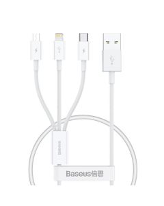 BASEUS cable 3in1 USB A to Micro USB / Lightning / Type C 3 5A P10320105221-01 0 5 m white