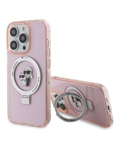 Original faceplate case KARL LAGERFELD KLHMP15XHMRSKCP for iPhone 15 Pro Max (Compatible with Magsafe / Ringstand KC / pink)