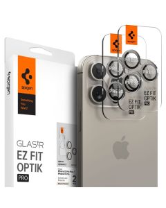 SPIGEN OPTIK.TR ”EZ FIT” Camera Protector 2-pack for IPHONE 14 PRO / PRO MAX / 15 PRO / PRO MAX natural titanium