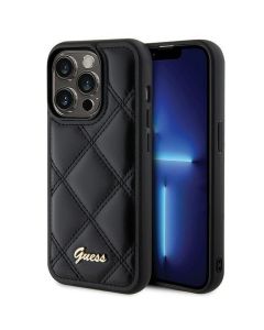 Original faceplate case GUESS GUHCP15LPSQSQSK for iPhone 15 Pro (Quilted Metal Logo / black)