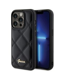 Original faceplate case GUESS GUHCP15XPSQSQSK for iPhone 15 Pro Max (Quilted Metal Logo / black)