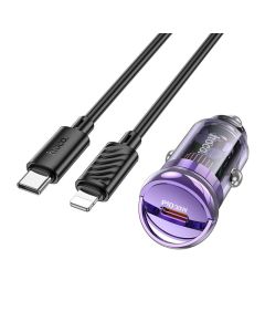 HOCO car charger Type C + cable Type C to Lightning PD QC3.0 30W Z53 purple