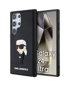 Original faceplate case KARL LAGERFELD KLHCS24L3DRKINK for SASMSUNG S24 Ultra (3D RUBBER IKONIK NFT) black