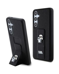 Original faceplate case KARL LAGERFELD KLHCS24LGSAKCPK for SASMSUNG S24 Ultra (GRIPSTAND SAFFIANO KC PINS) black