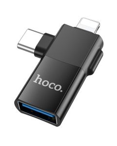 HOCO adapter OTG Type C (male) / Lightning (male) to USB A (female) 2in1 UA17 black