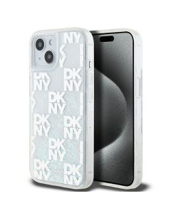 DKNY case for IPHONE 15 DKHCP15SLCPEPT (DKNY HC Liquid Glitters W/Checkered Pattern) white