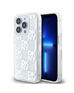 DKNY case for IPHONE 15 Pro DKHCP15LLCPEPT (DKNY HC Liquid Glitters W/Checkered Pattern) white