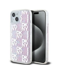 DKNY case for IPHONE 15 DKHCP15SLCPEPP (DKNY HC Liquid Glitters W/Checkered Pattern) pink